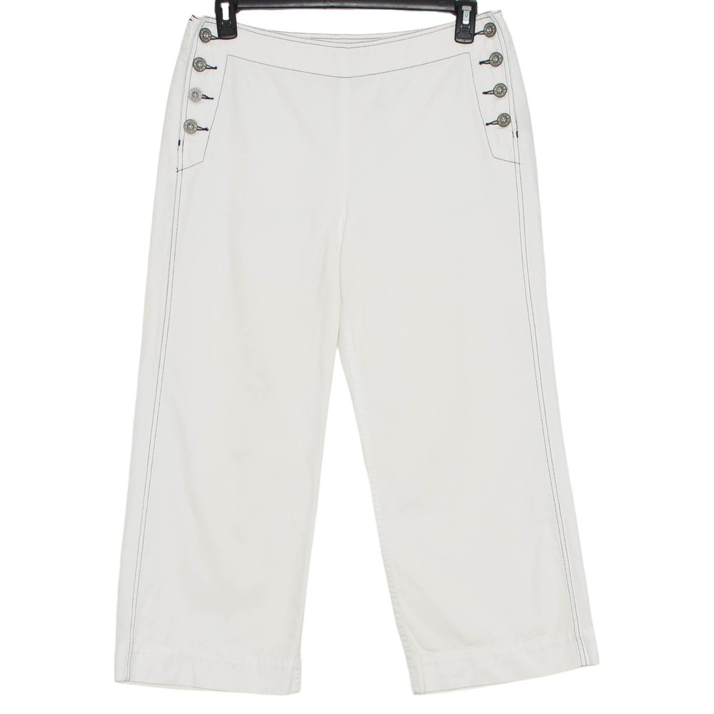 Ralph Lauren Sailor Crop Wide Leg Pants High Rise Coastal Nautical White 10